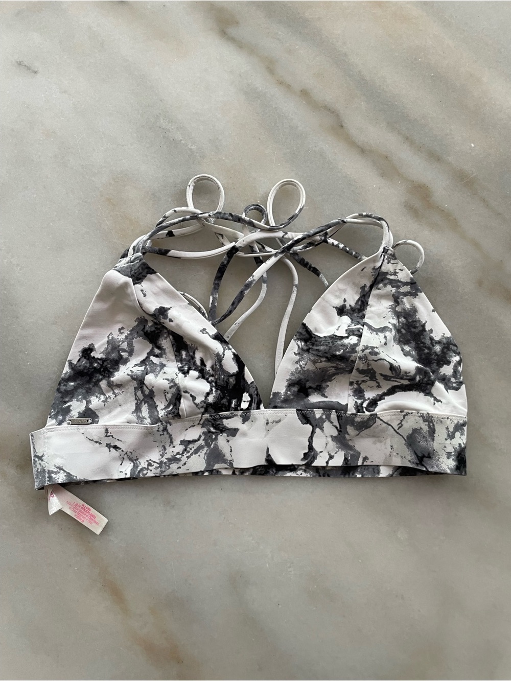 Victoria's Secret Marble Print Strappy Bralette — White & Black